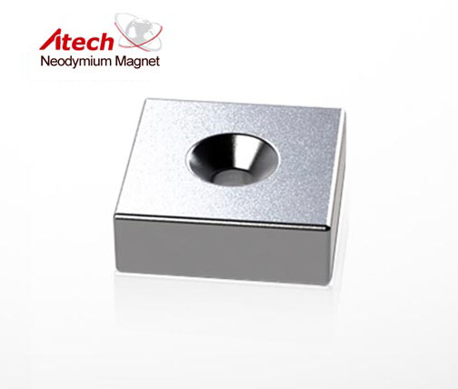 2/3“x3/4”x3/8“ Countersunk Block Magnet #6 Screw N42 Neodymium Permanent Magnet